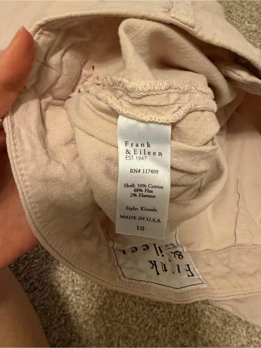 Frank & Eileen Kinsale High-Rise light pink pants size 10 - Picture 3 of 3
